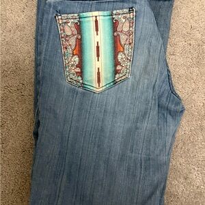 Stylish Blue Jeans with Paisley Pocket